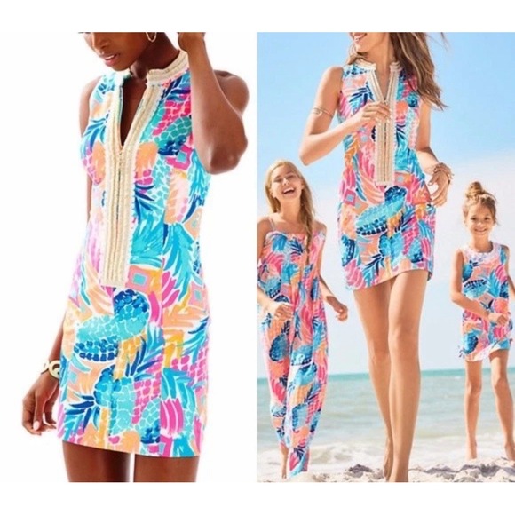 LILLY PULITZER ALEXA SHIFT SLEEVELESS DRESS, Front Zipper MULTI COLORED Size 00 - Picture 2 of 12